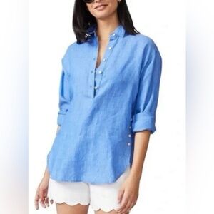 Beautiful linen tunic by JMcLaughlin in French blue size xs